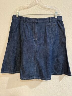 L.L.Bean Dark Blue Light Wash Denim A-Line Skirt